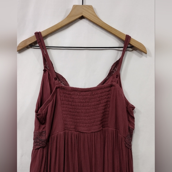 Torrid Hanky Hem Mini Dress Women's 1X Burgundy Babydoll Retro 90s Y2K Romantic - Picture 7 of 9
